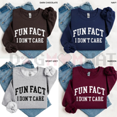 "Fun Fact: I Don't Care" Funny Sweatshirt