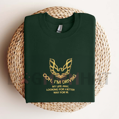 "Driving My Life Away" Embroidered T-Shirt