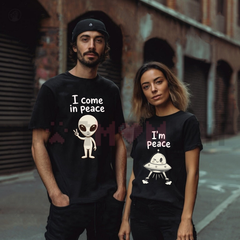 "I Come In Peace / I'm Peace" Matching Couple Tee