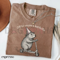 "Cause A Kerfuffle" Groundhog T-Shirt – Comfort Colors® Silly Animal Chaos Tee, Retro Groovy Whistle Pig Shirt, Funny Sarcastic Quote Apparel