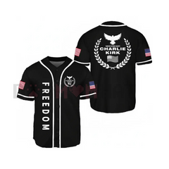 "Freedom" Black & White Baseball Jersey – Unisex 90s Vintage Sportswear, Casual Street Style Top