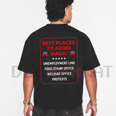 "Best Places To Avoid MAGA" Funny Political Graphic Tee - Sarcastic Humor Shirt