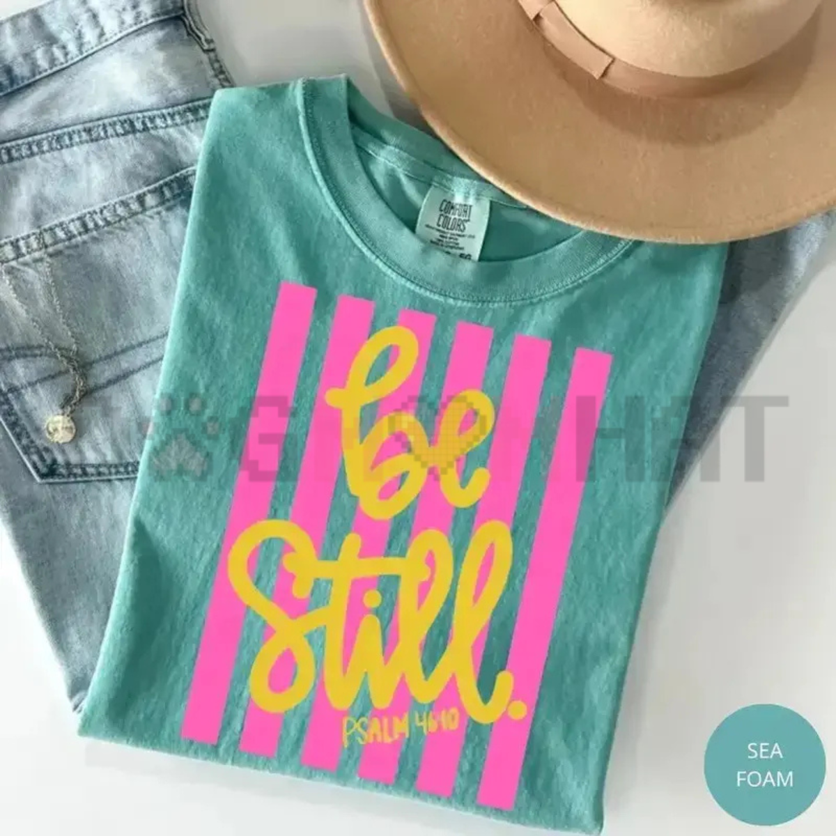 "Be Still" Tee – Love Like Jesus Pink Stripes Graphic Shirt
