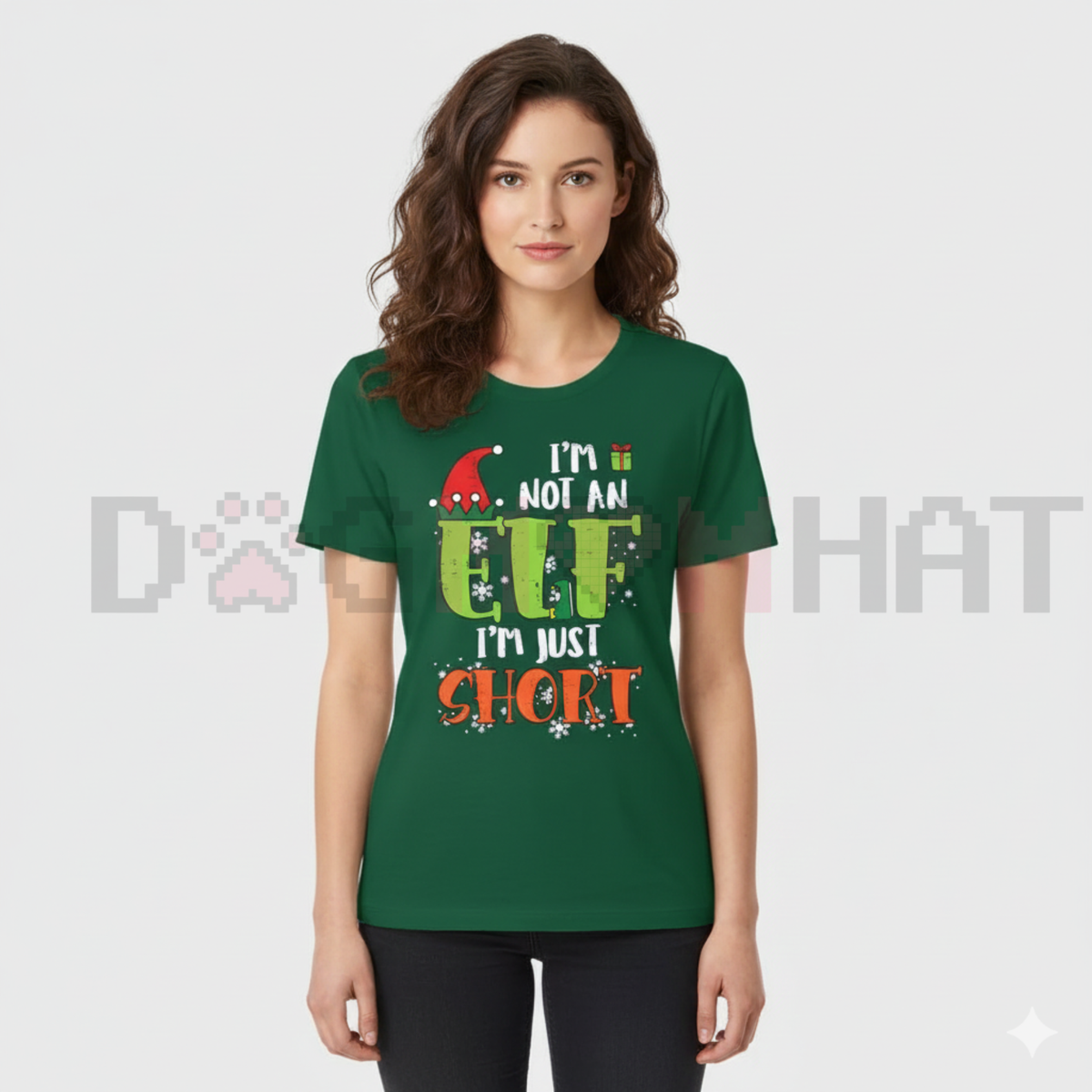 "I'm Not An Elf Just Short" Funny Christmas Xmas T-Shirt