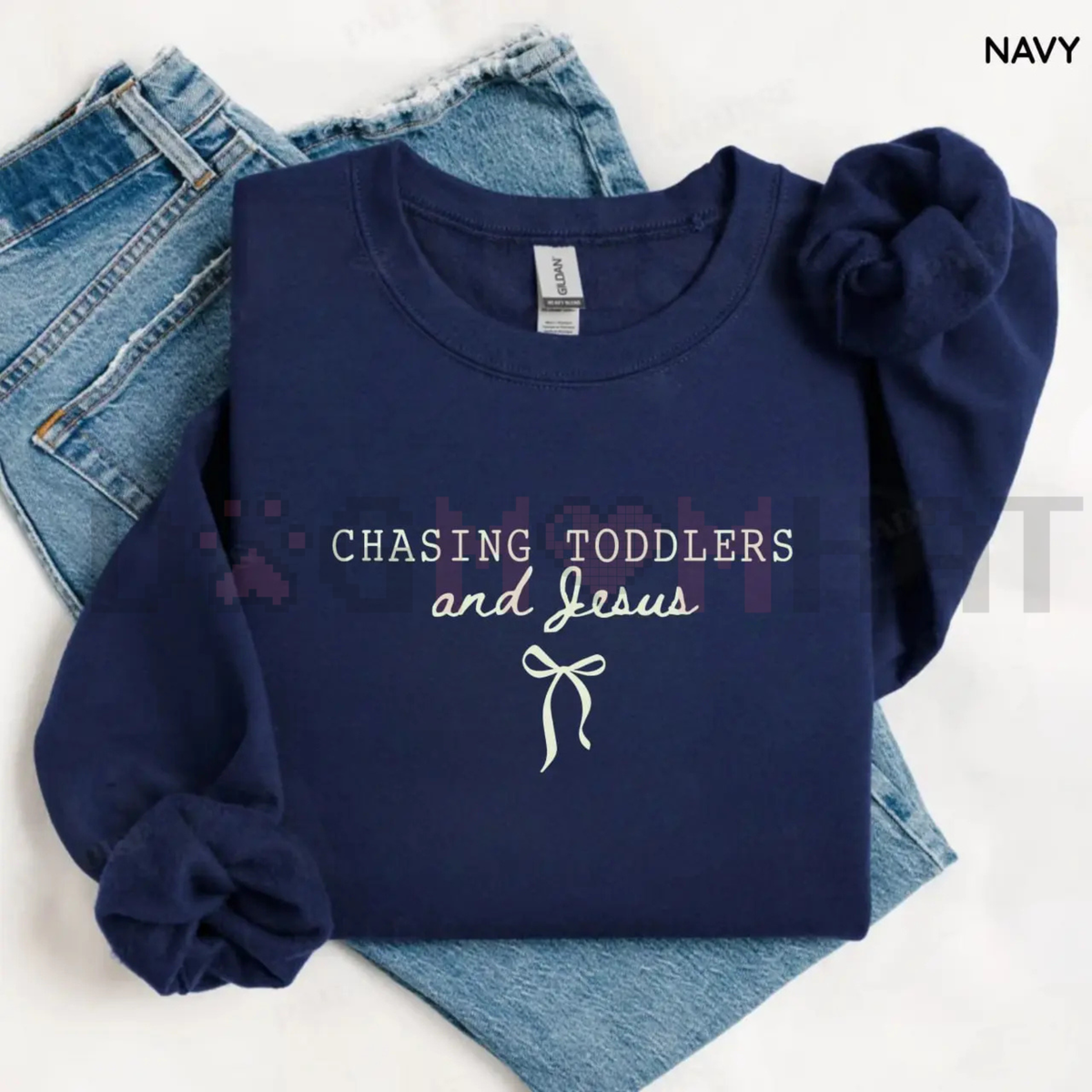 "Chasing Jesus and Toddlers" Coquette Sweatshirt