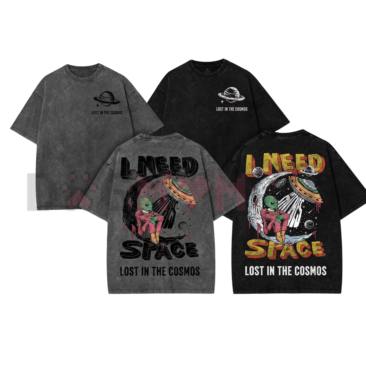 "I Need Space" Retro Alien T-Shirt – Vintage Distressed Sci-Fi Graphic Tee