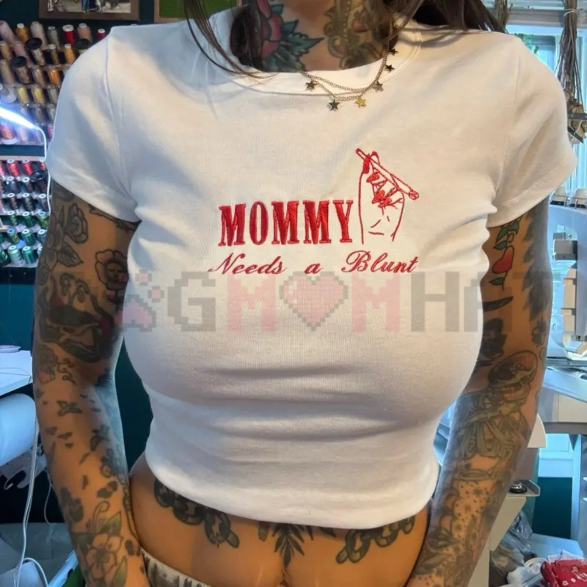 "Cannamom Club" Custom Embroidered Top