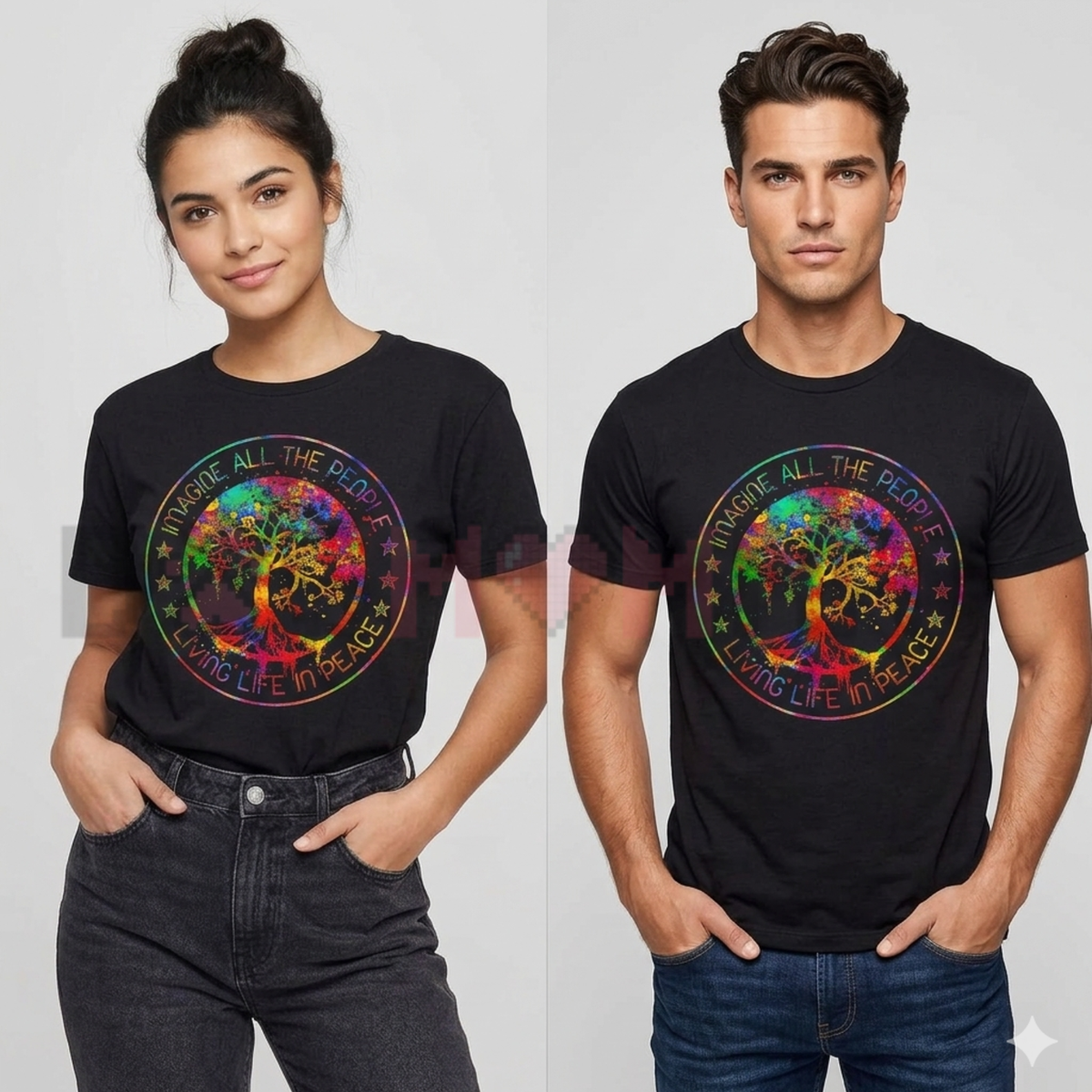 "Imagine Living Life In Peace" Hippie Tie-Dye Tee
