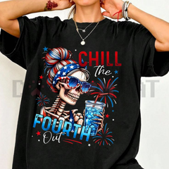 "Chill The Fourth Out" Patriotic Skeleton T-Shirt