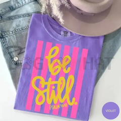 "Be Still" Tee – Love Like Jesus Pink Stripes Graphic Shirt