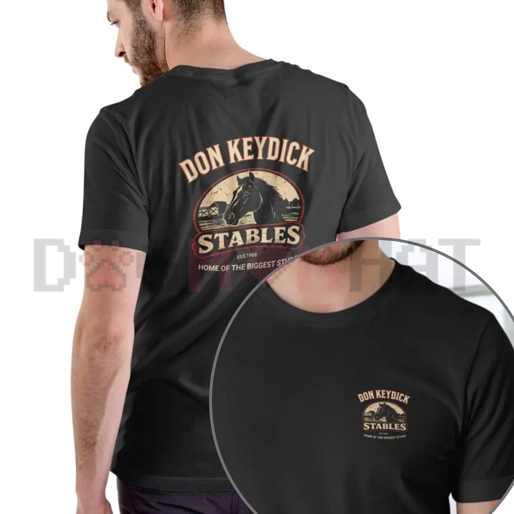 "Don Keydick Stables" Funny T-Shirt – Retro Equestrian Parody Tee