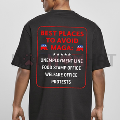 "Best Places To Avoid MAGA" Funny Political Graphic Tee - Sarcastic Humor Shirt