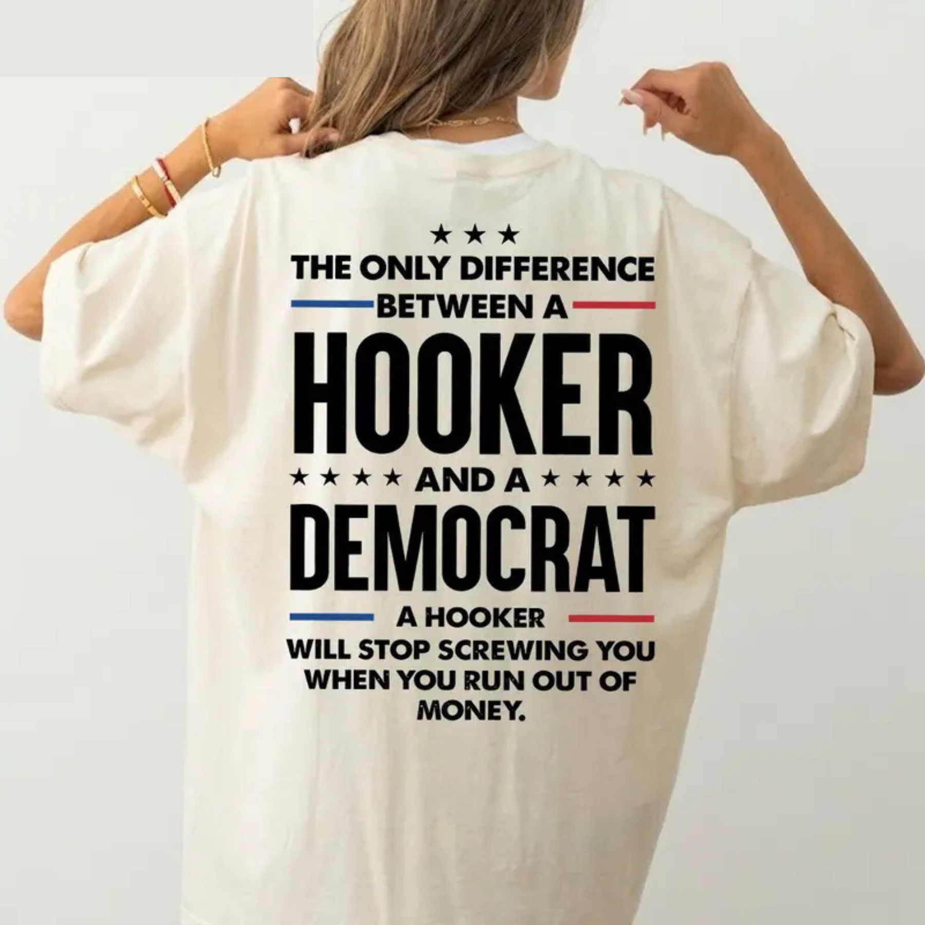 "Difference Between A H00ker And A MAGA Tee" Satire Graphic Shirt