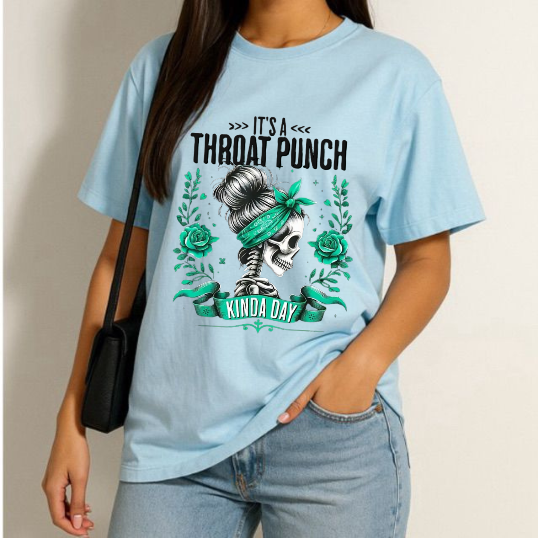 "It's A Throat Punch Kinda Day" Skull & Roses T-Shirt