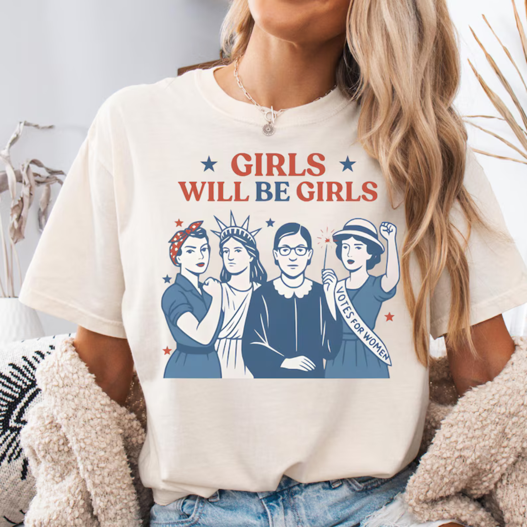 "Girls Will Be Girls" Patriotic Shirt – Strong American Women 4th of July Tee