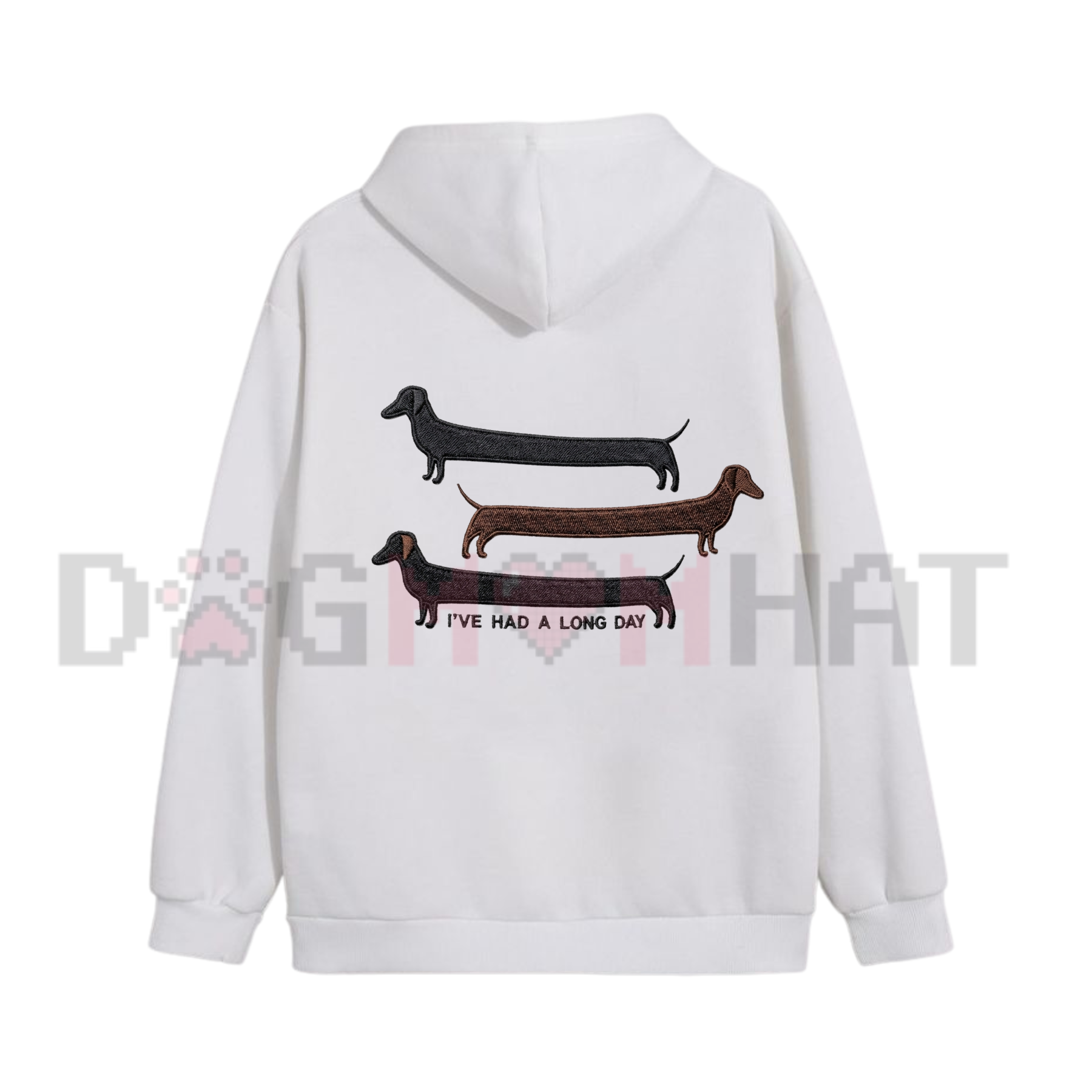 "I've Had A Long Day" Funny Dog Embroidered Hoodie - Premium Cozy Pullover