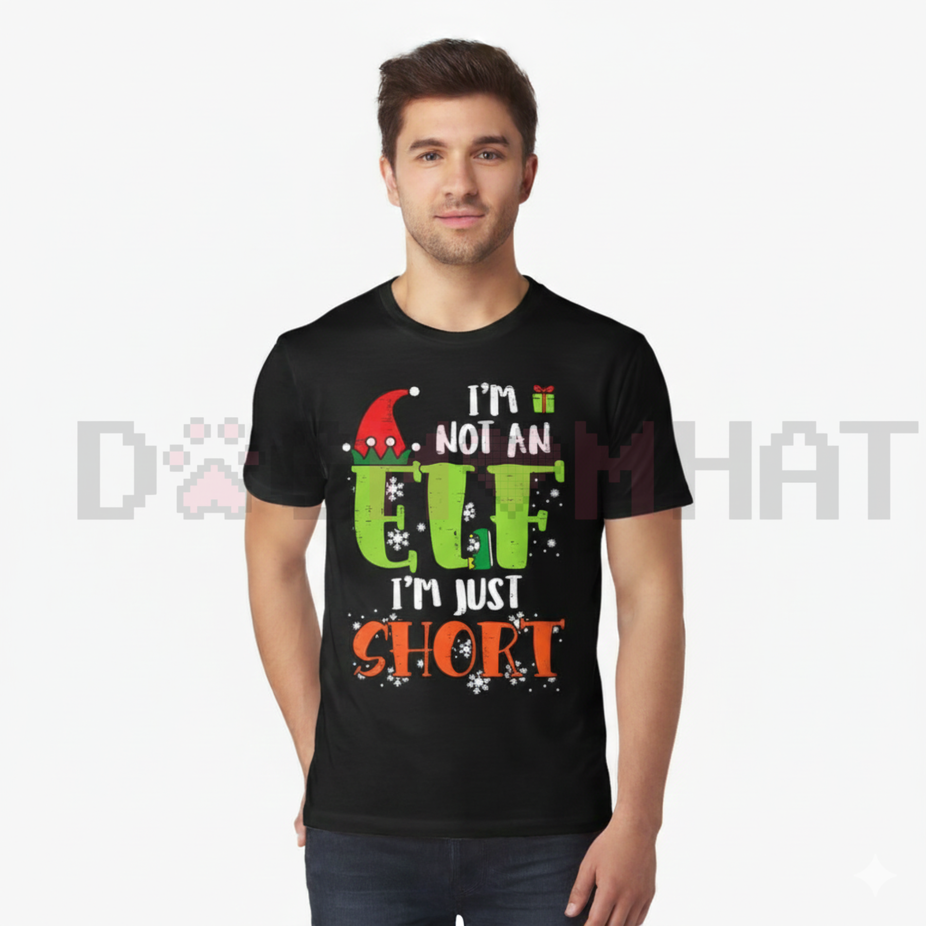 "I'm Not An Elf Just Short" Funny Christmas Xmas T-Shirt