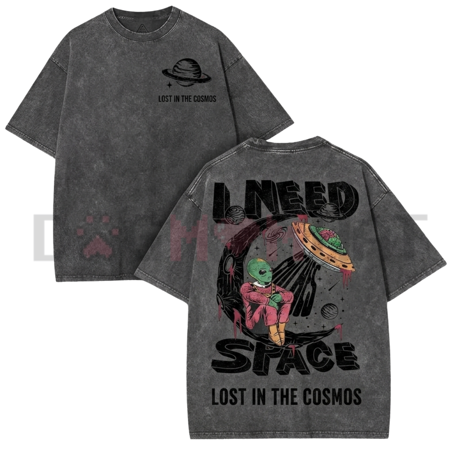 "I Need Space" Retro Alien T-Shirt – Vintage Distressed Sci-Fi Graphic Tee