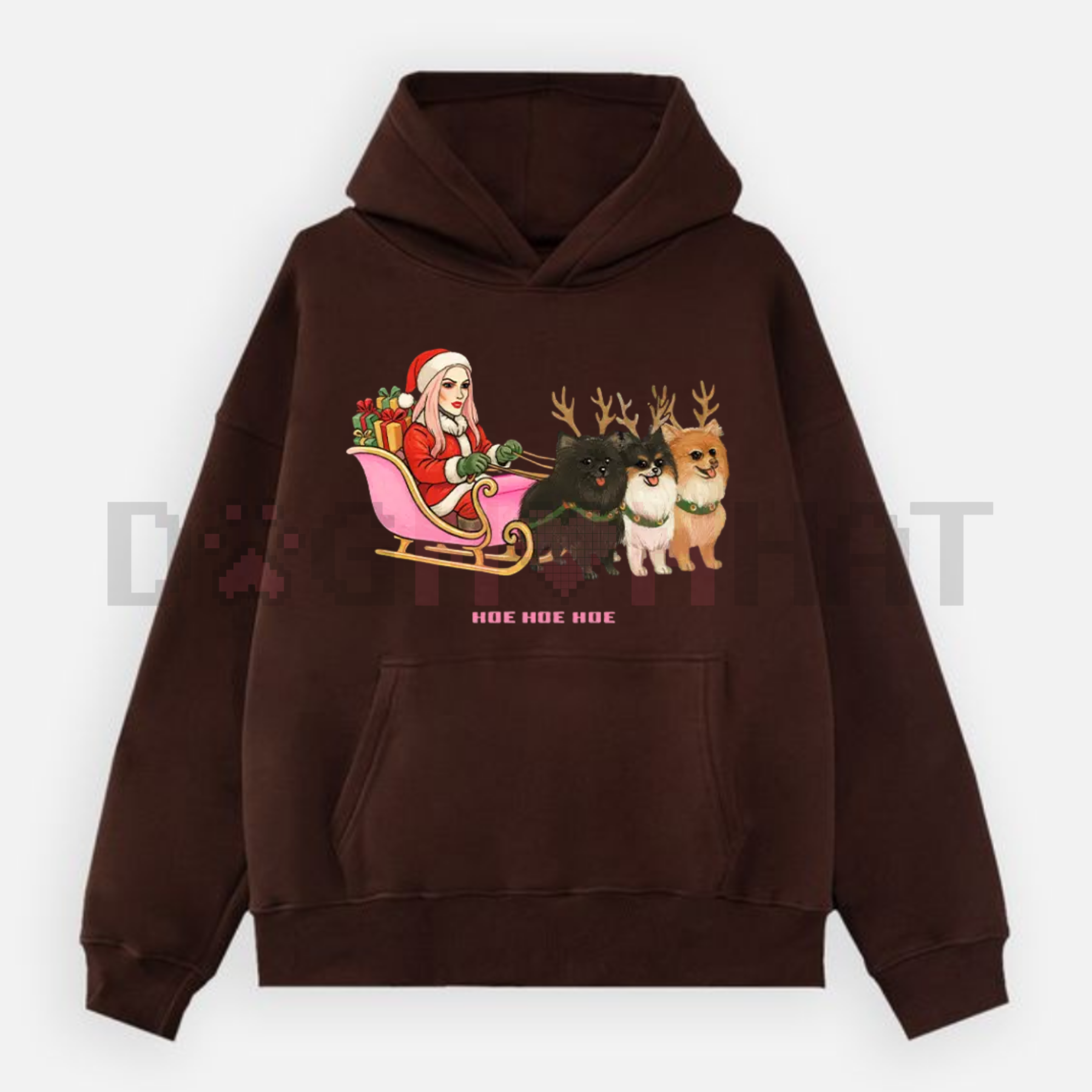 "Hoe Hoe Hoe" Holiday Hoodie – Classic Christmas Slogan Pullover