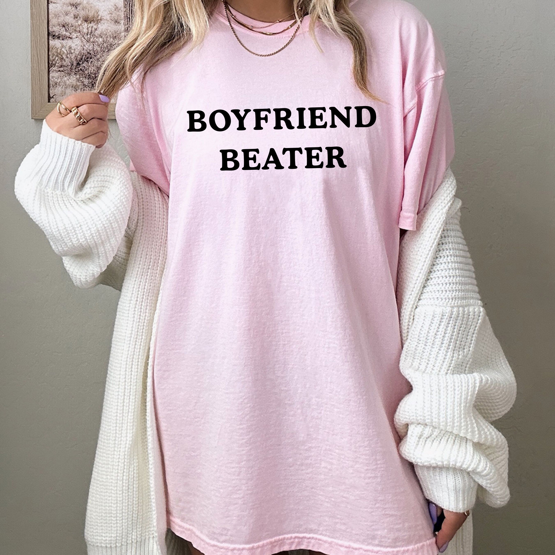 "Boyfriend Beater" Graphic Ribbed Tee