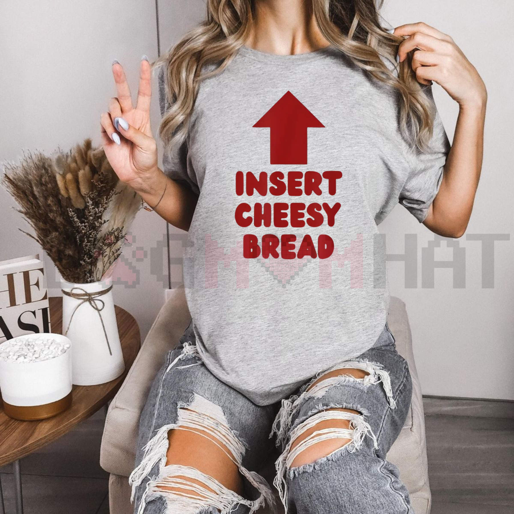 "Insert Cheesy Bread" Pointing Arrow T-Shirt