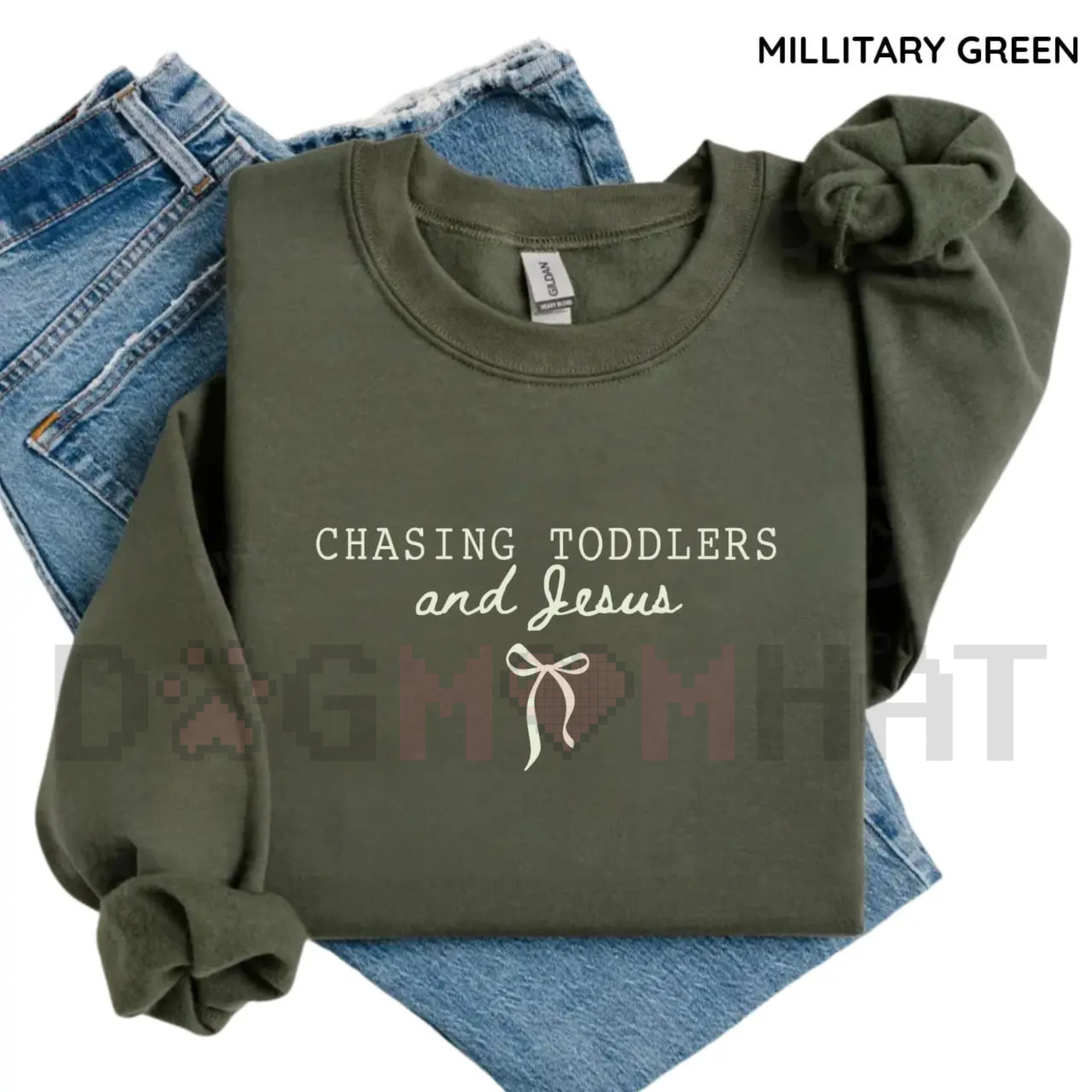"Chasing Jesus and Toddlers" Coquette Sweatshirt