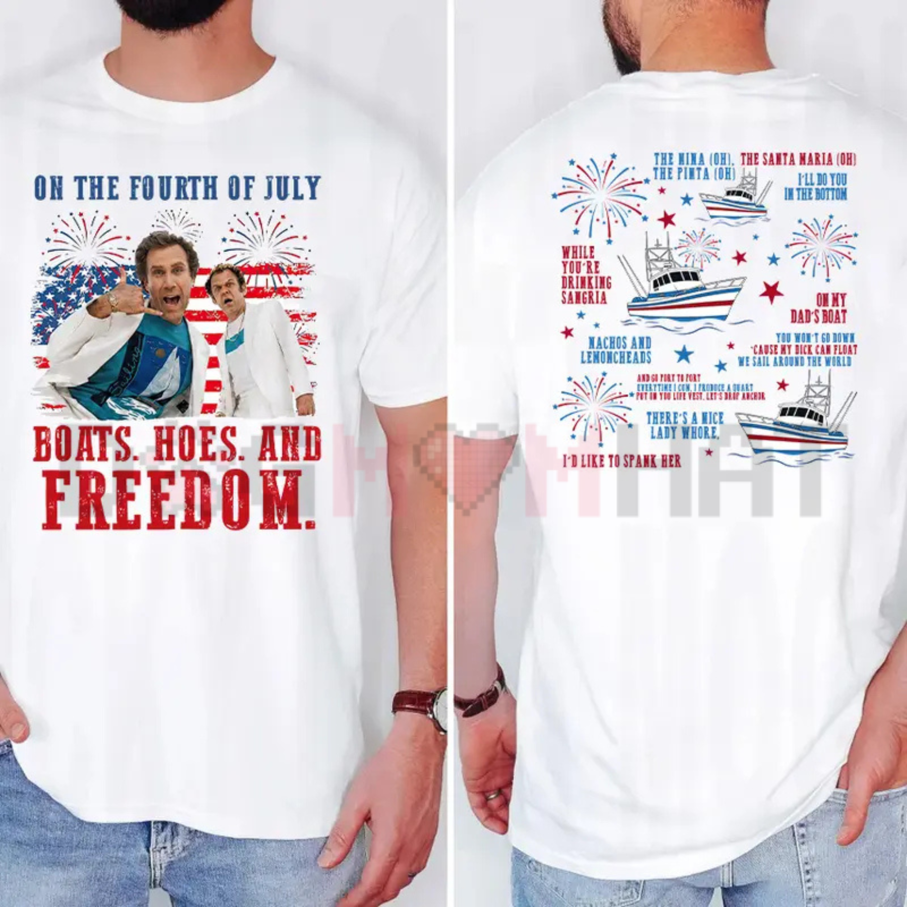 "Boats, Hoes, and Freedom" Step Brothers Parody Tee